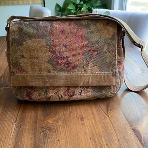 Fossil tapestry and corduroy crossbody purse